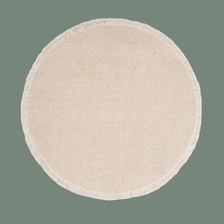 Pre Order Sand Tan Fringed Solid Round Placemat