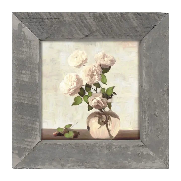 Cream Garden Flowers Framed Print, Size Options