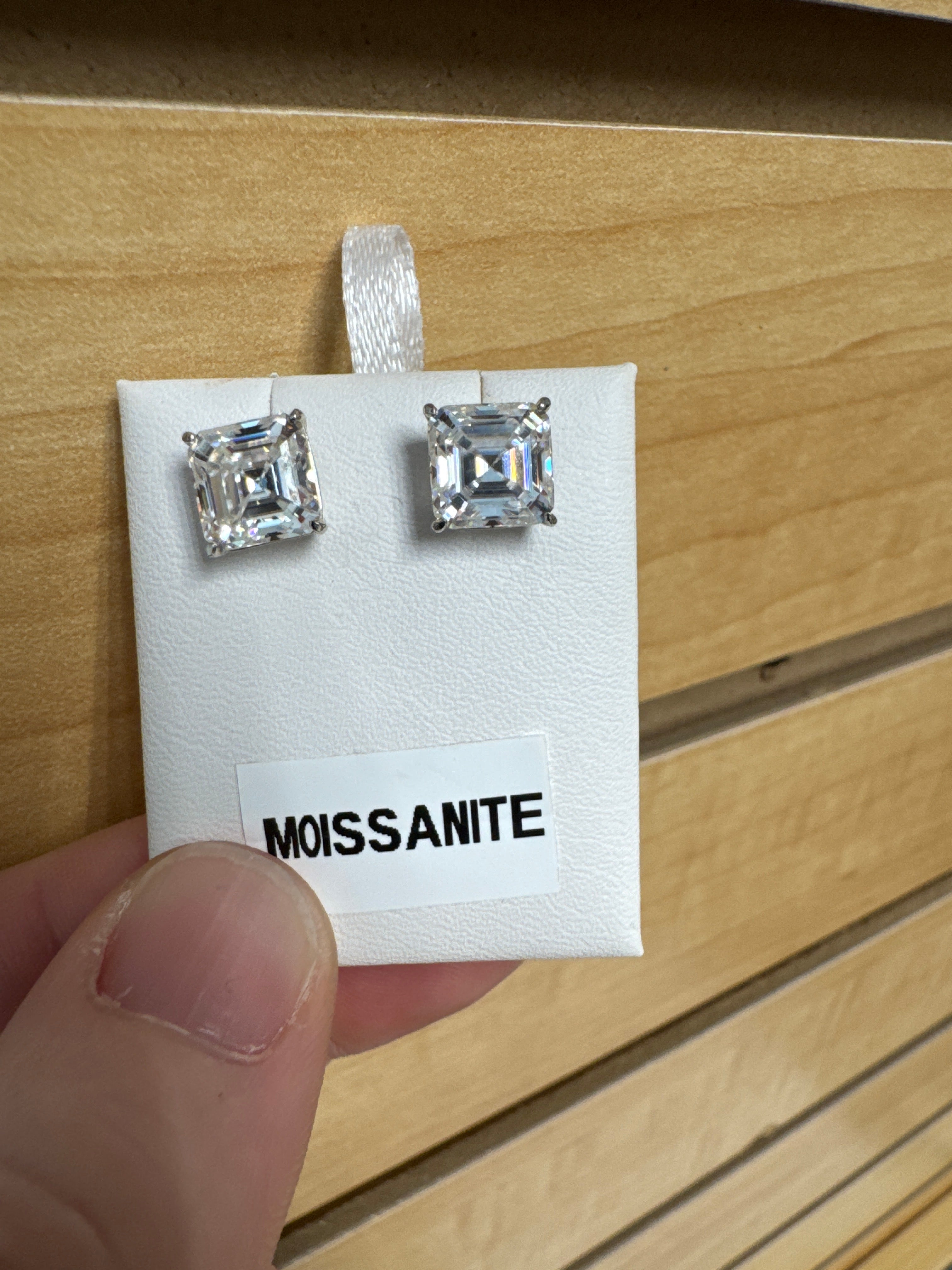 Pre order 8MM Asscher Cut Moissanite Earrings