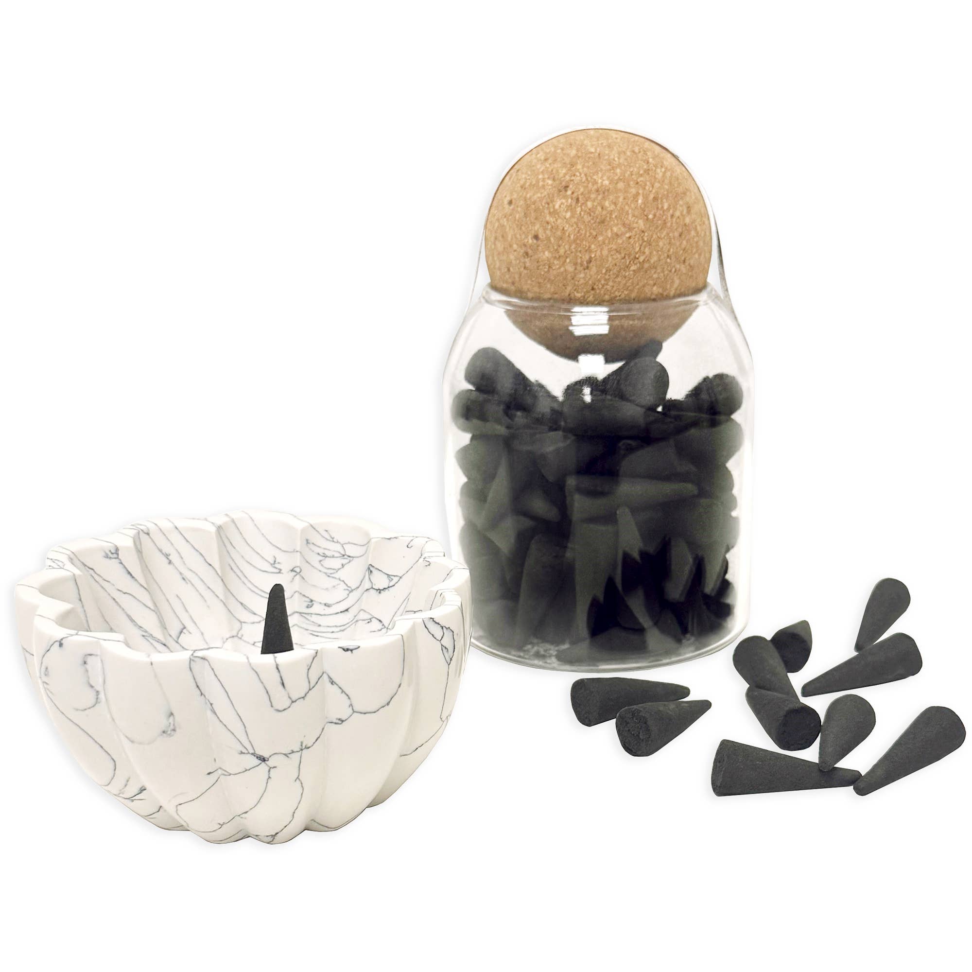 100 pc Incense Cones In Jar: Rose Quartz & Lily Fragrance