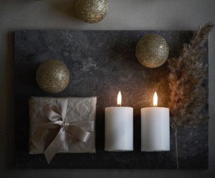 Real Flame LED Pillar Candle Nordic White, 2 Size Options