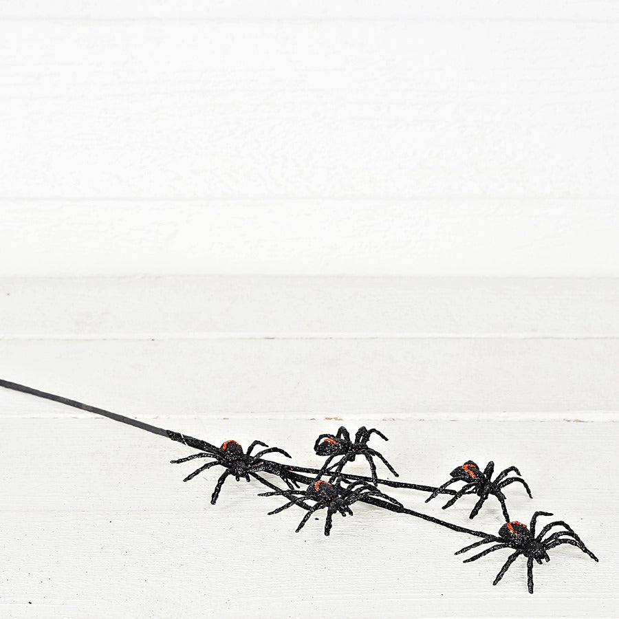 18in Spray-Glittered Mini Spiders Stem