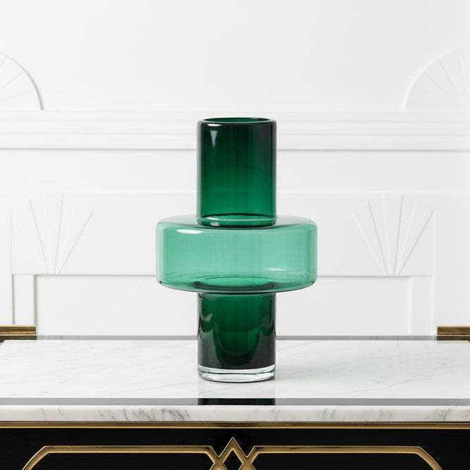 Pre Order Teal Art Deco Glass Vase, 3 Style Options