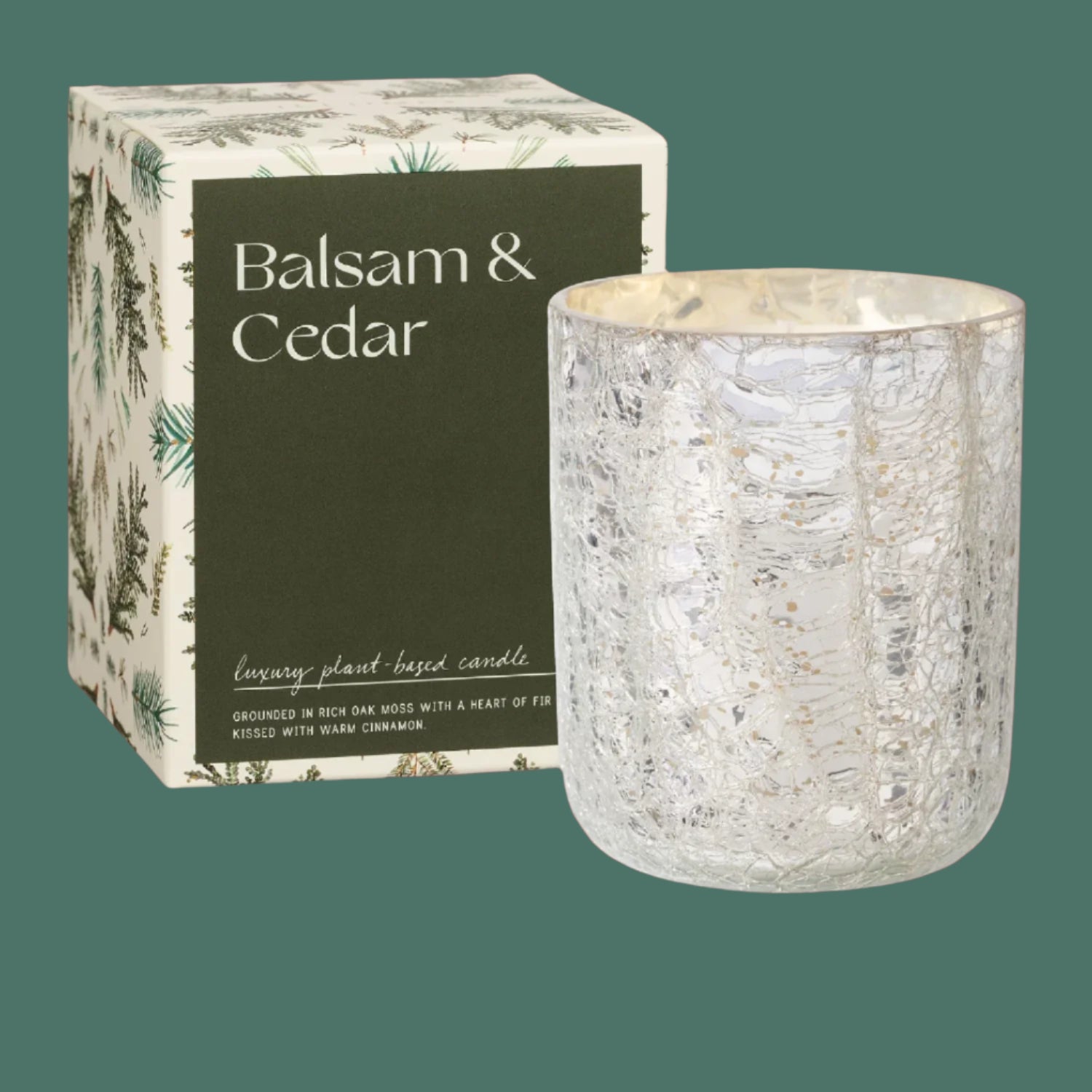 Balsam & Cedar Boxed Crackle Glass Candle, 2 Size Options