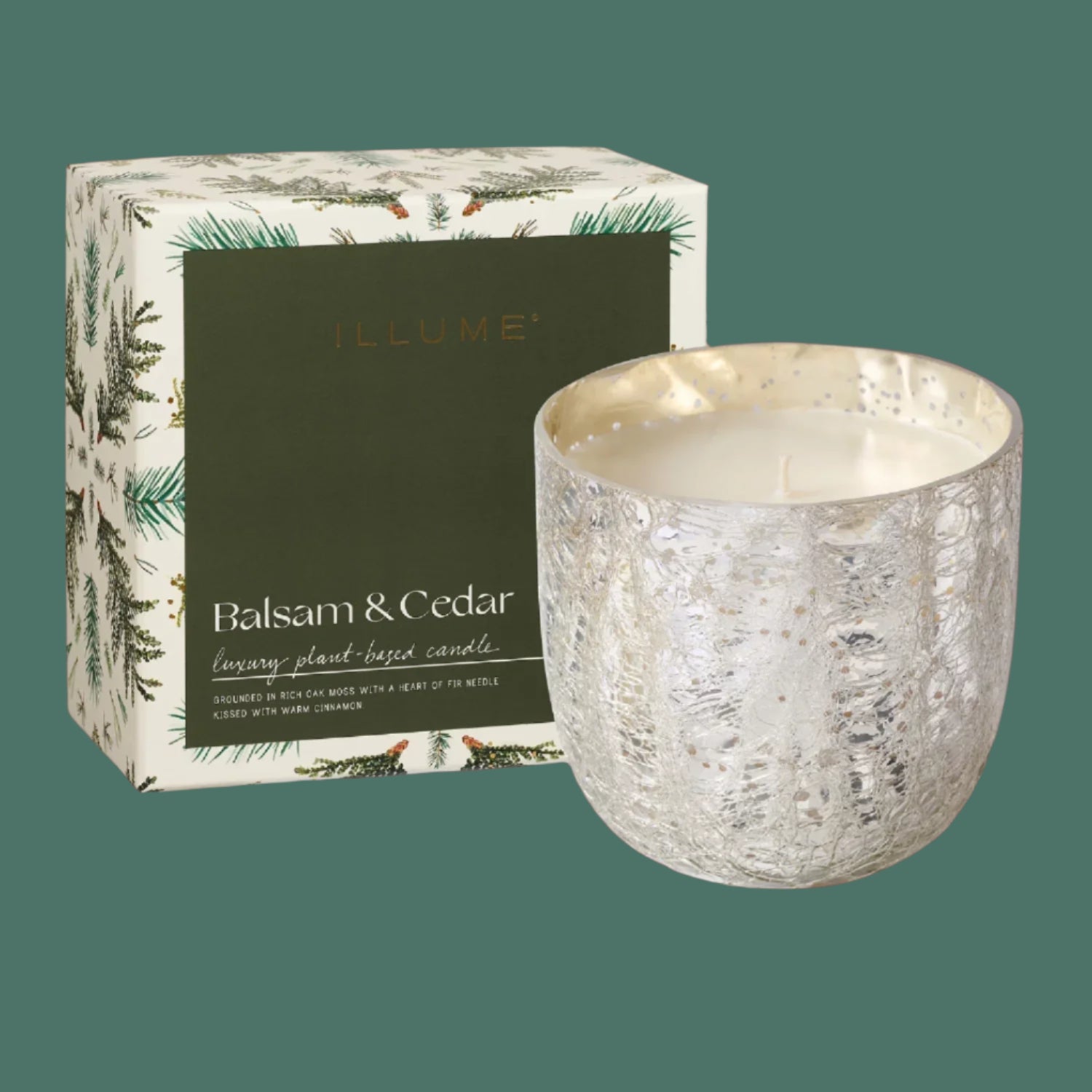 Balsam & Cedar Boxed Crackle Glass Candle, 2 Size Options