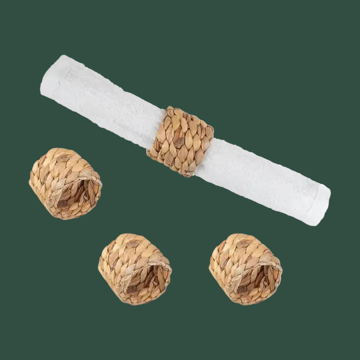 Woven Hyacinth Napkin Ring Set of 4