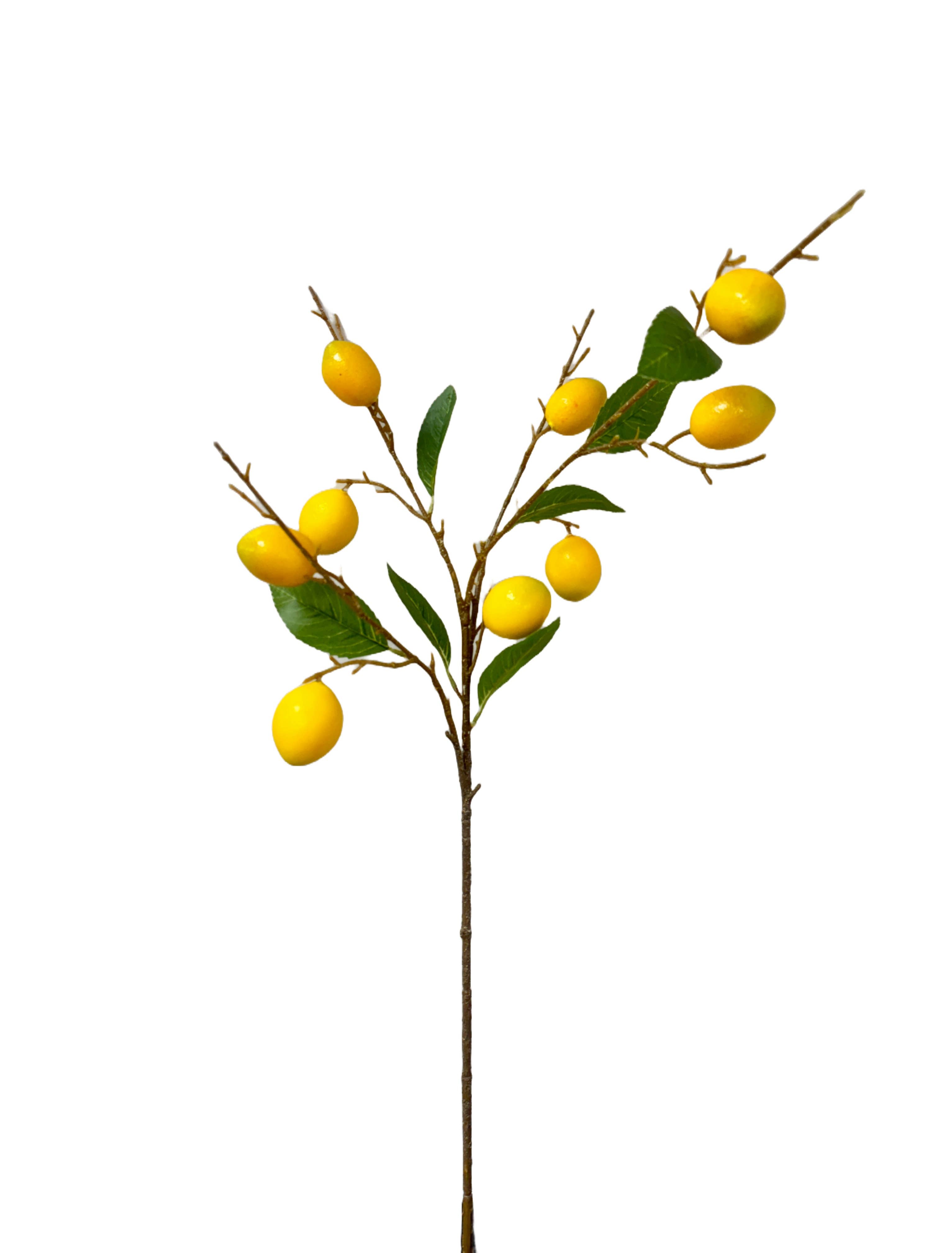 Lemon Branch With 9 Lemons Faux