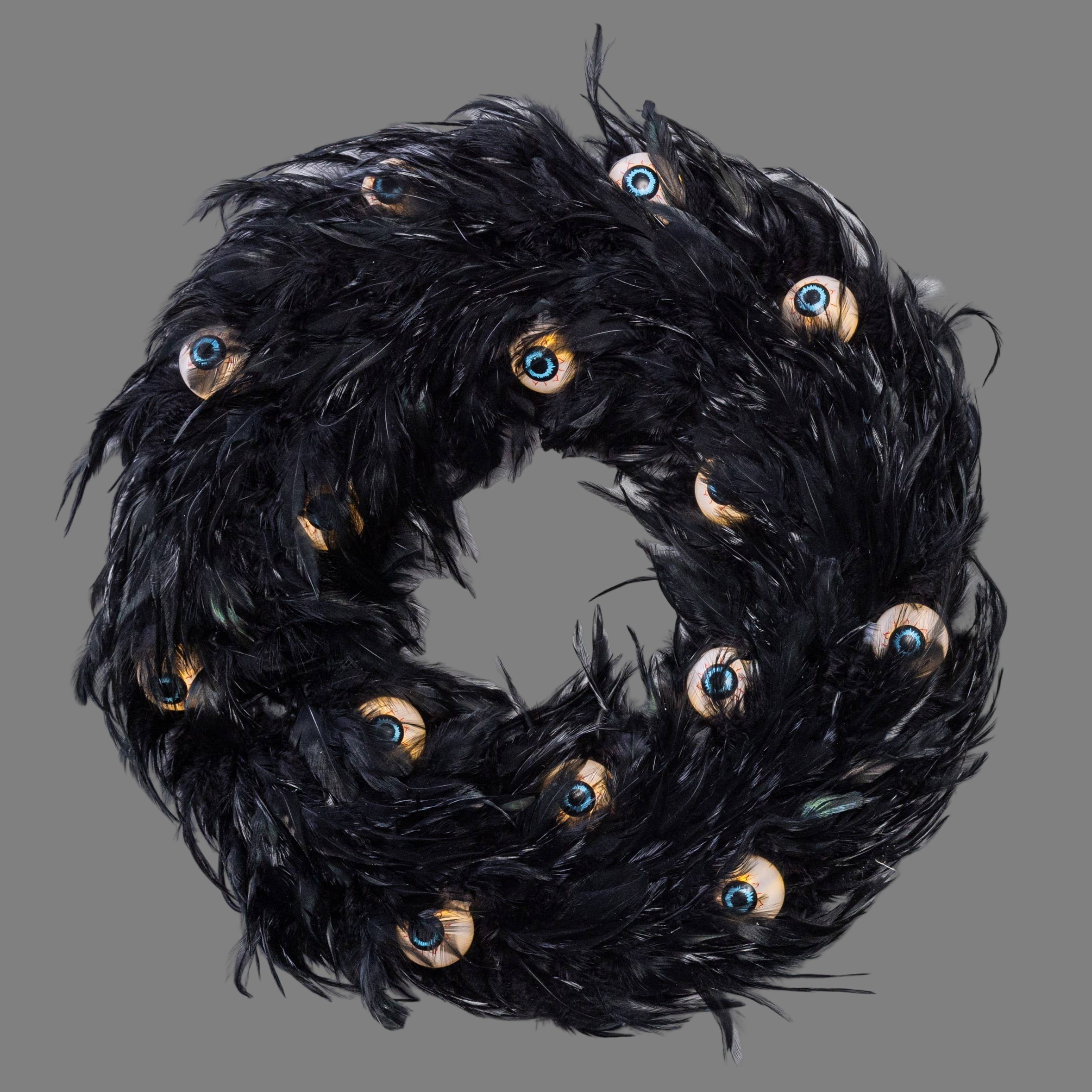 18.9 in. Halloween Light Up Spooky Eyes Wreath