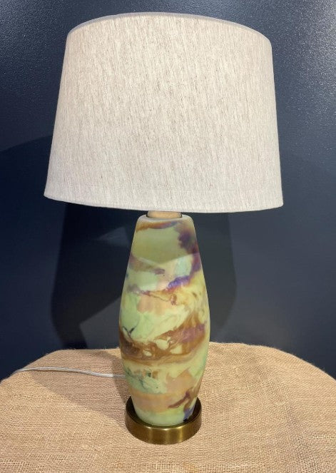 Green and Rust Swirl Table Lamp with Shade