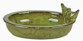 Ceramic Oval Bird Bath with 2 Birds, Color Options