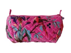 Quilted Cotton Velvet Printed Zip Pouch , 6 Style Options