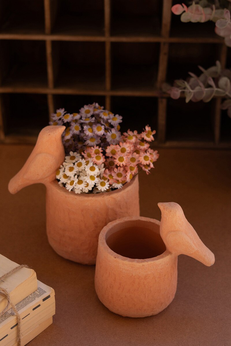 Concrete Bird Planter, 2 Size Options