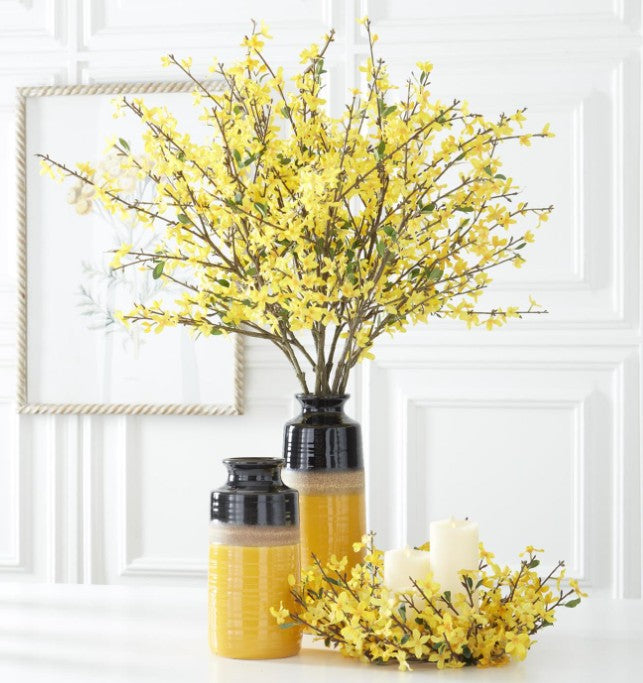 18" Yellow Forsythia Wreath Accent Ring