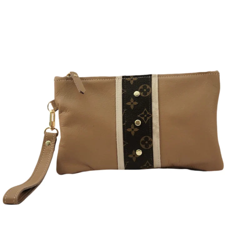Pre Order Cathy Wristlet Upcycled LV & GG