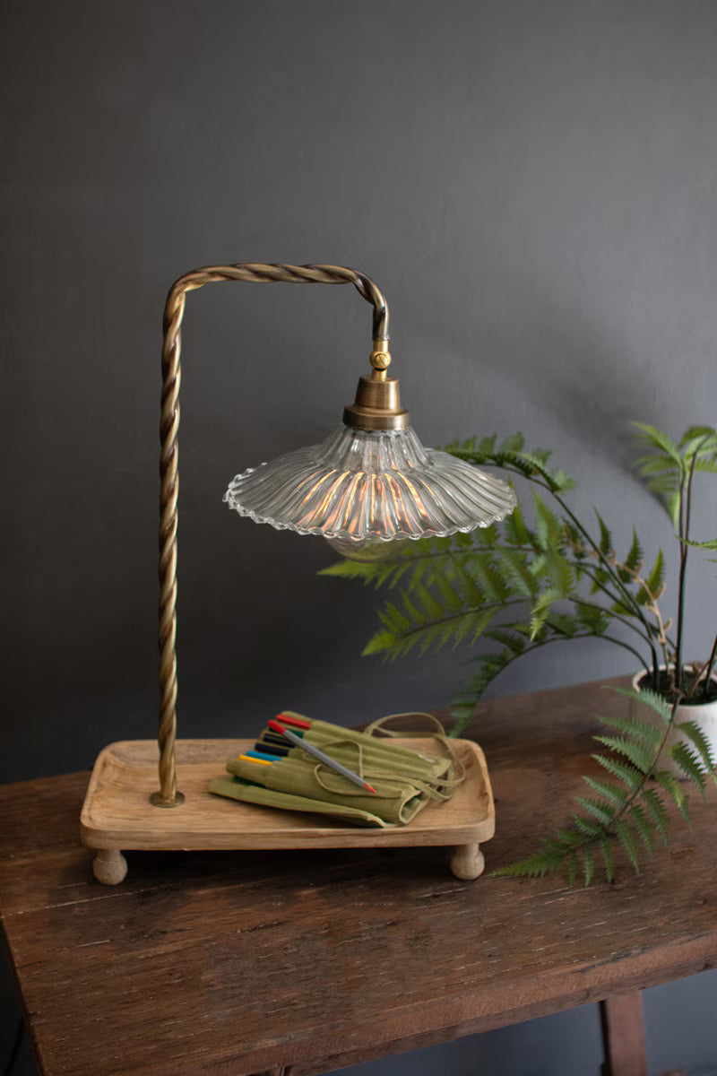 Pre Order (May) Gooseneck Table Lamp with Wooden Tray Base