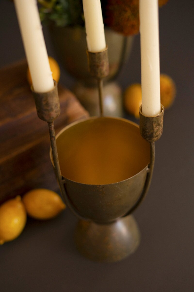 Pre Order (March) Set of 2 Taper Candelabras with Planters