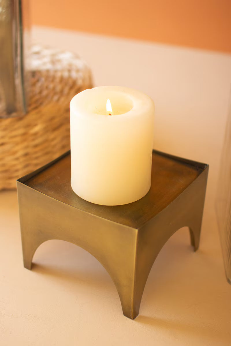 Pre Order (March) Square Glass Hurricane w/ Antique Brass Base, 2 Size Options