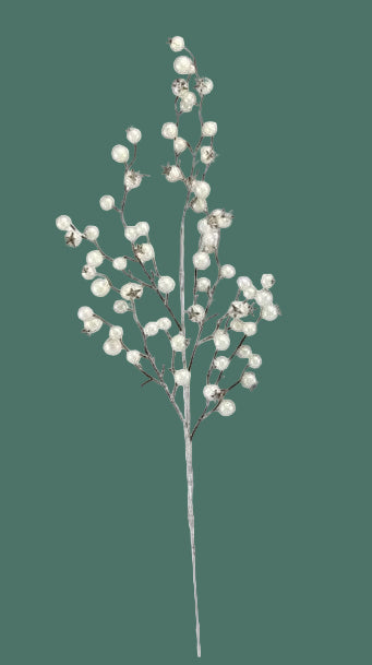 31"L Pearl White Berry Spray