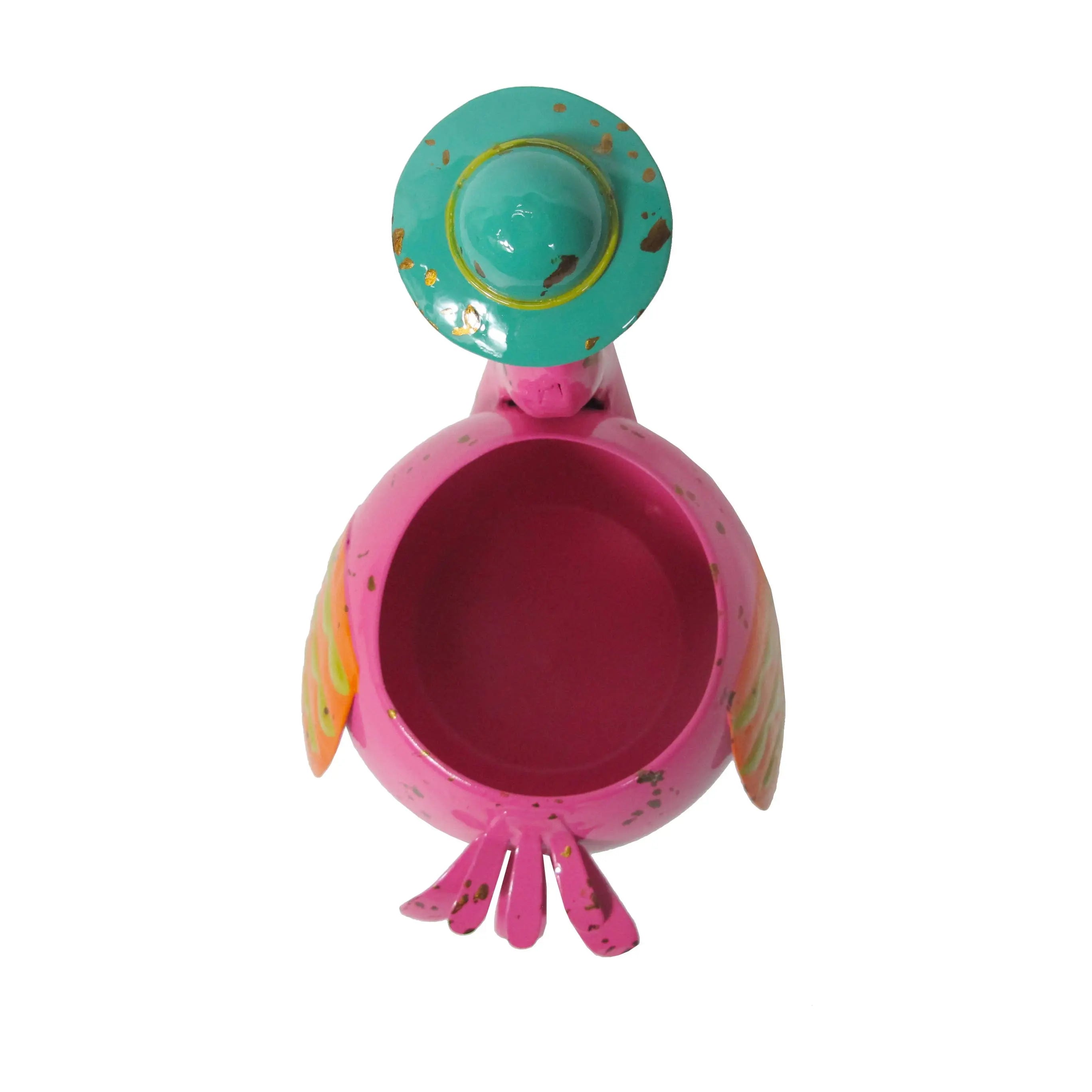 Painted and Enameled Mini Flamingo Planter