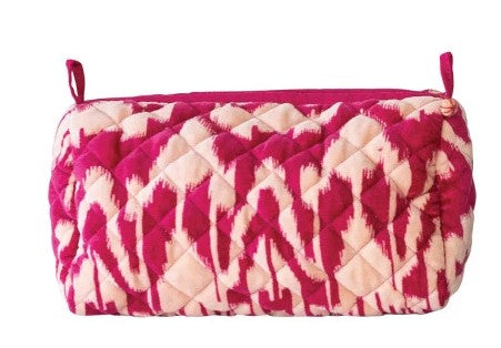 Quilted Cotton Velvet Printed Zip Pouch , 6 Style Options