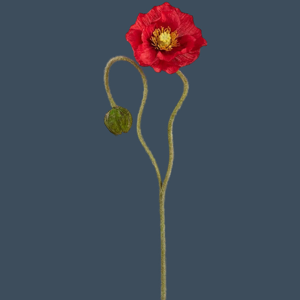 31" Poppy Spray with Bud , 4 Color Options