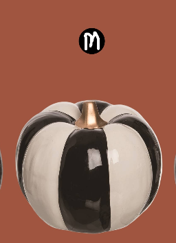 Ceramic Halloween Striped Pumpkins, 3 Size Options
