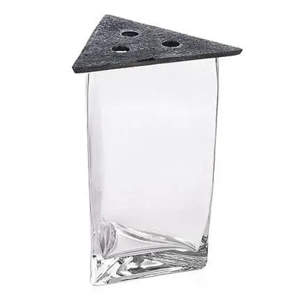 Triangle Glass Vase w/Iron Lid **MM12**