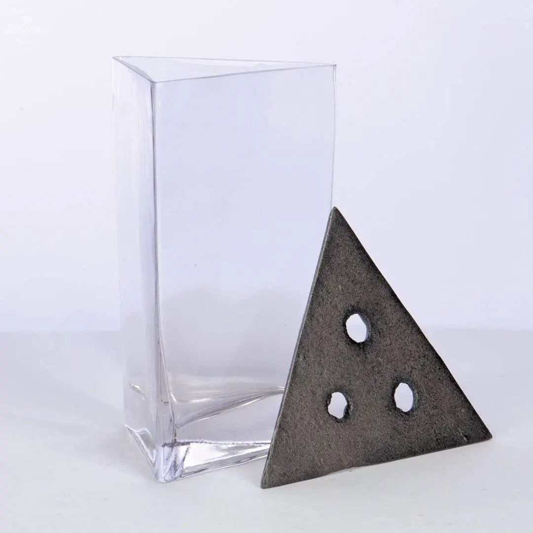 Triangle Glass Vase w/Iron Lid **MM12**