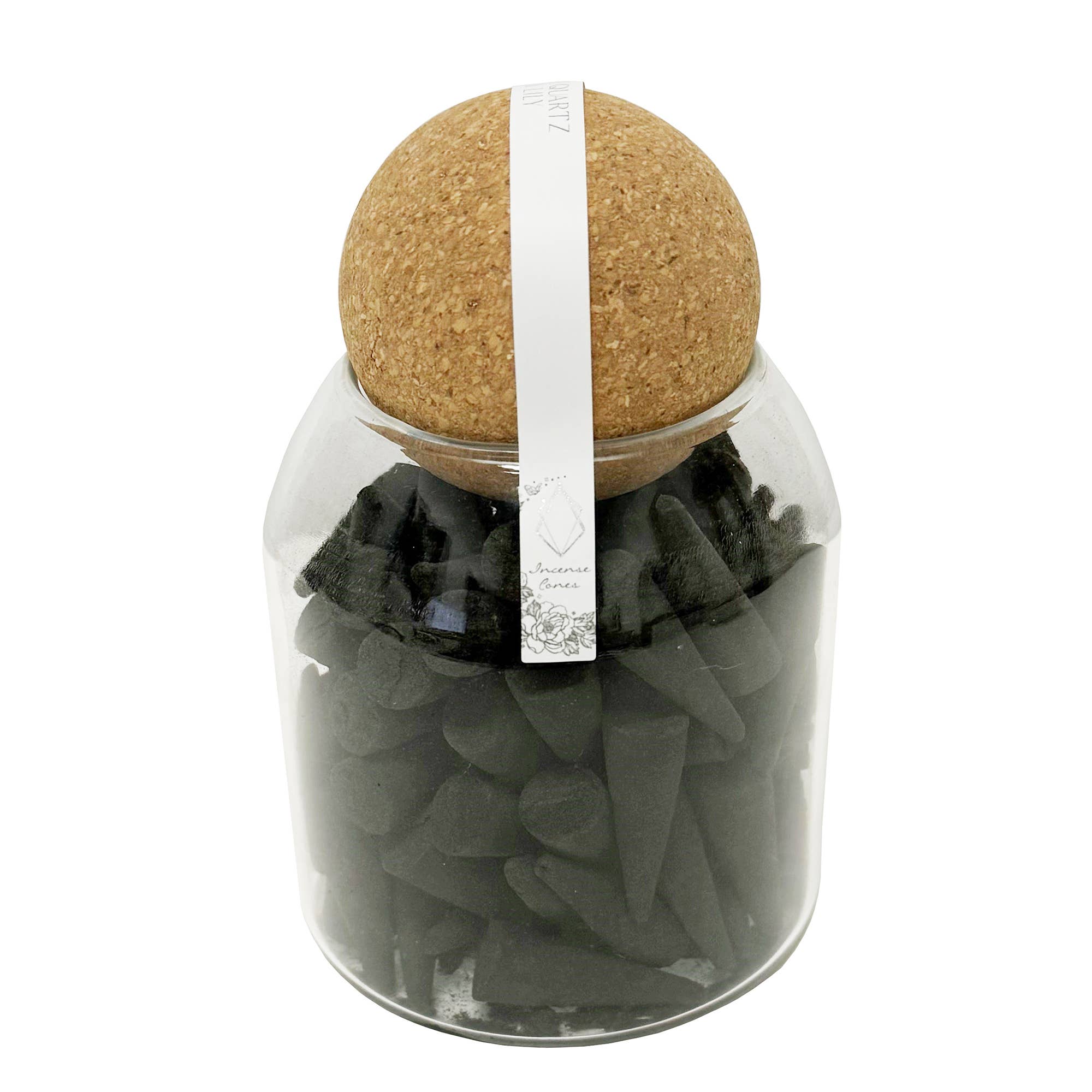 100 pc Incense Cones In Jar: Rose Quartz & Lily Fragrance