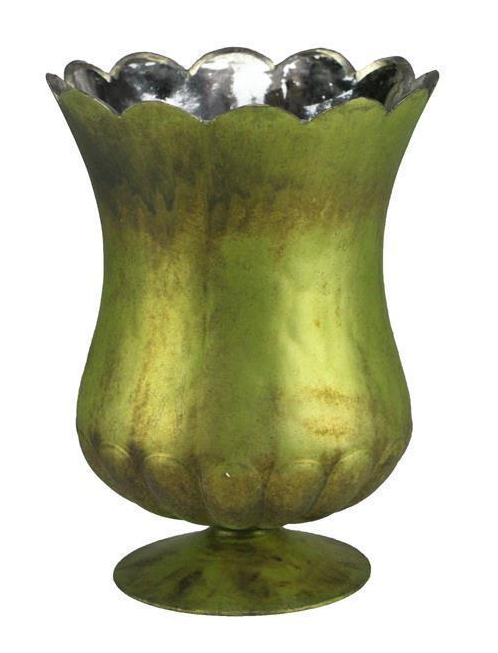 Matte Green with Copper Glass Vase
