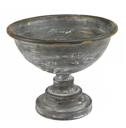 Metal Compote, White Washed