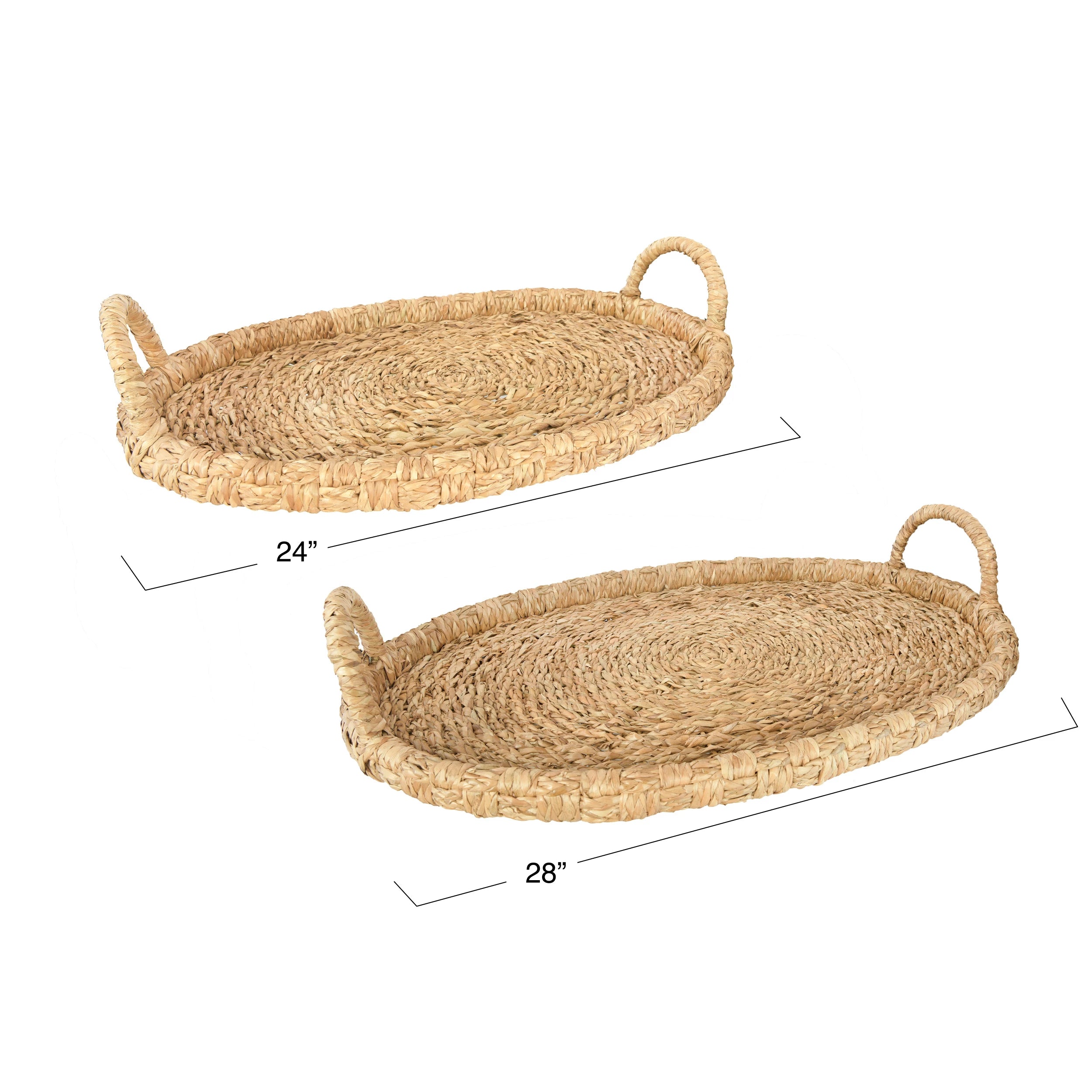 Hand-Woven Trays with Handles, Size Options