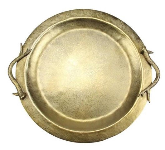 Bronze Tray with Antler Handles