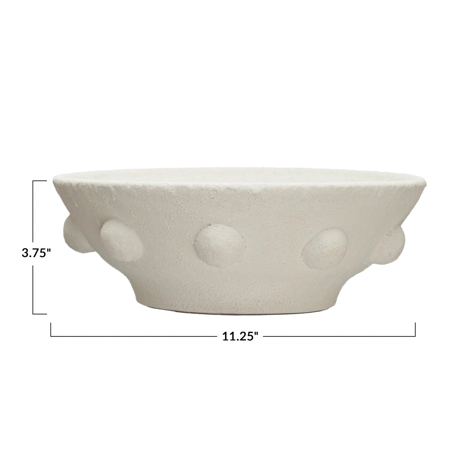 Decorative Coarse Terra-cotta Bowl w/ Raised Dots, Volcano Finish, White