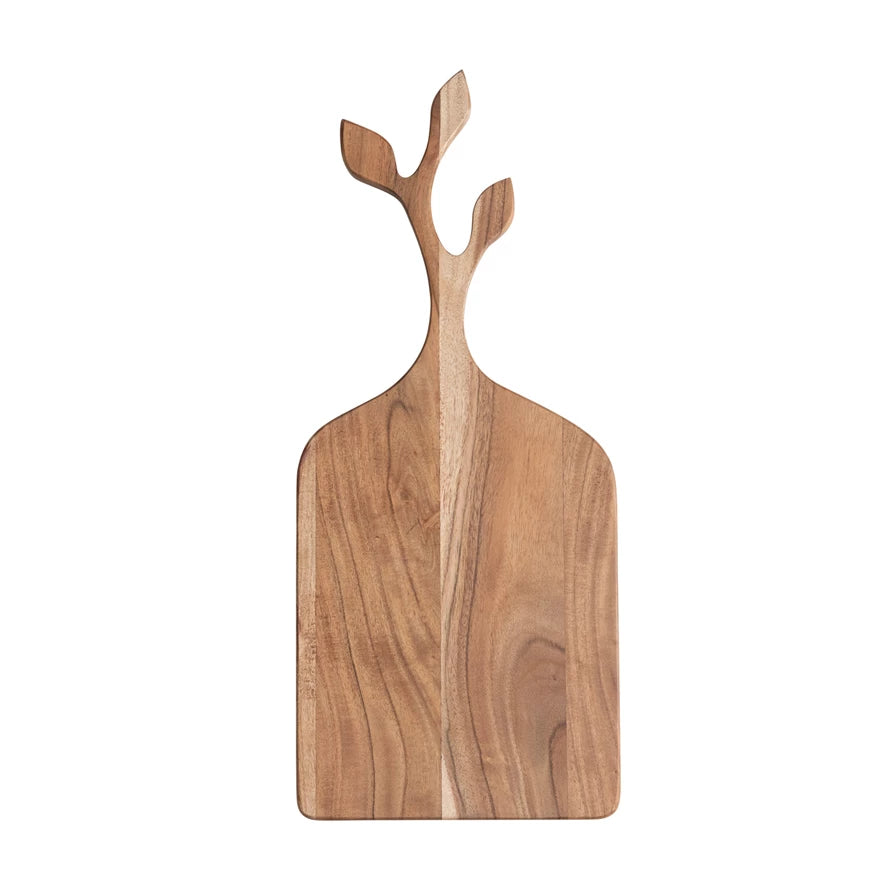 Acacia Wood Cheese Cutting Board with Branch Shaped Handle, Natural