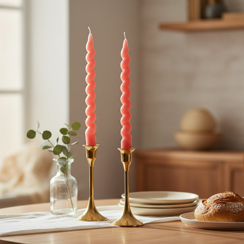Set of 2 Twisted Taper Candles, 2 Color Options