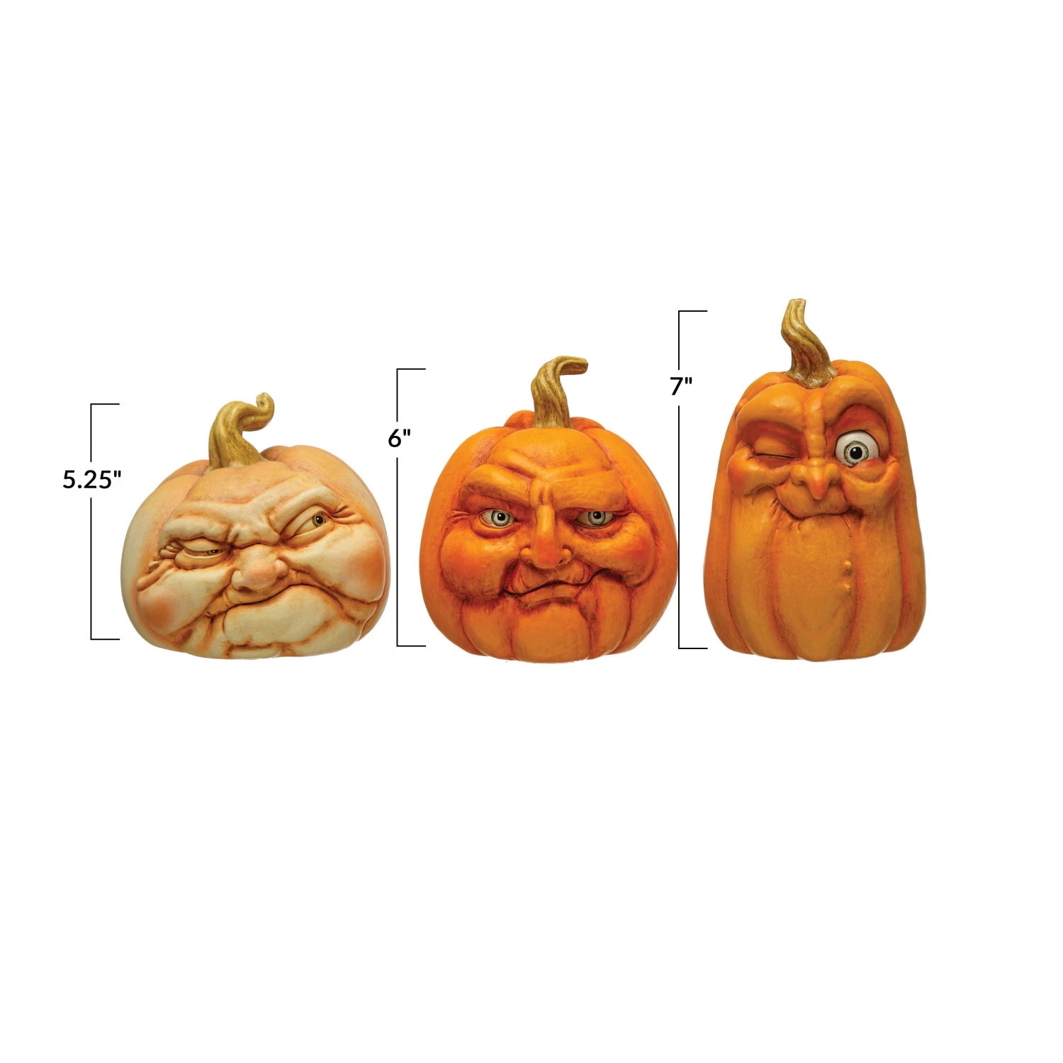 Resin Pumpkin with Face, 3 Style Options