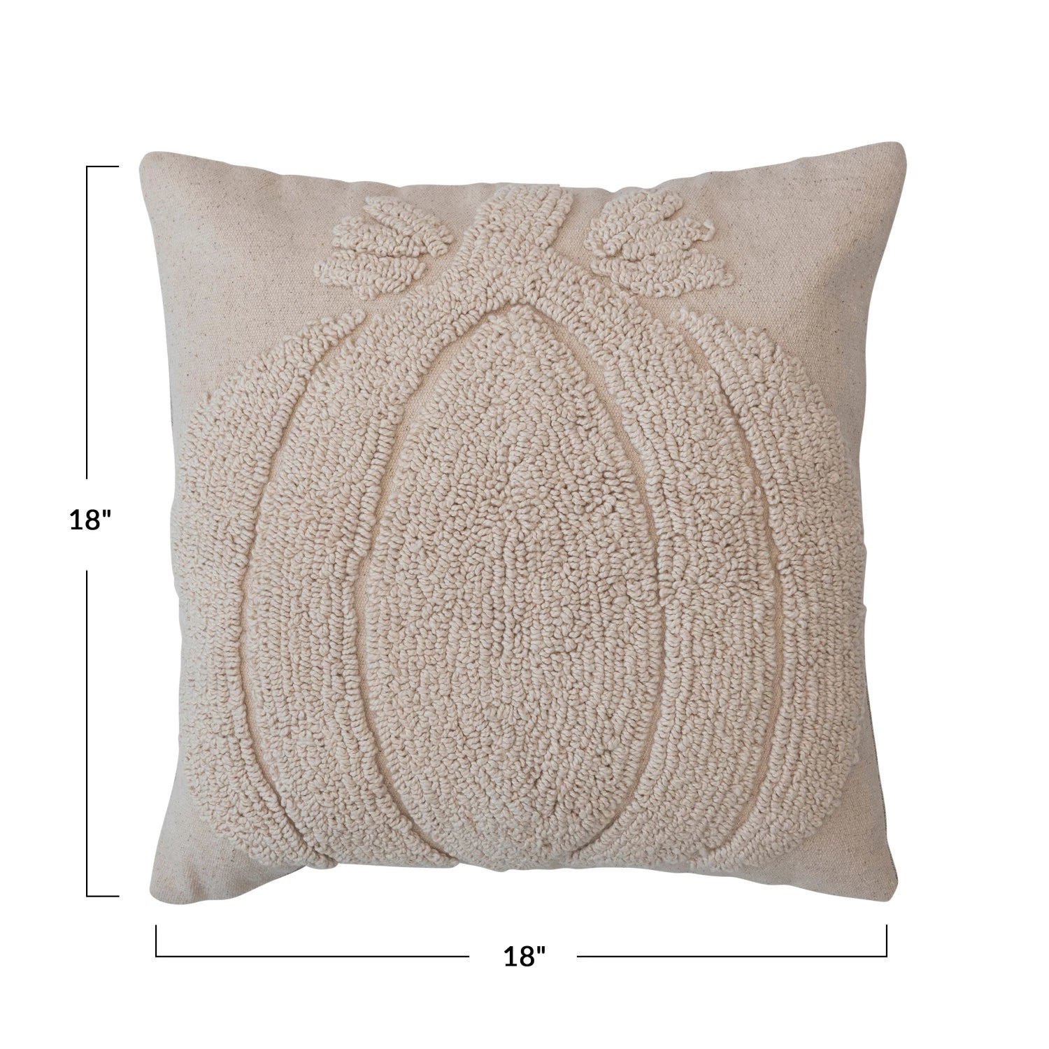 18" Square Tufted Pillow with Pumpkin & Chambray Back