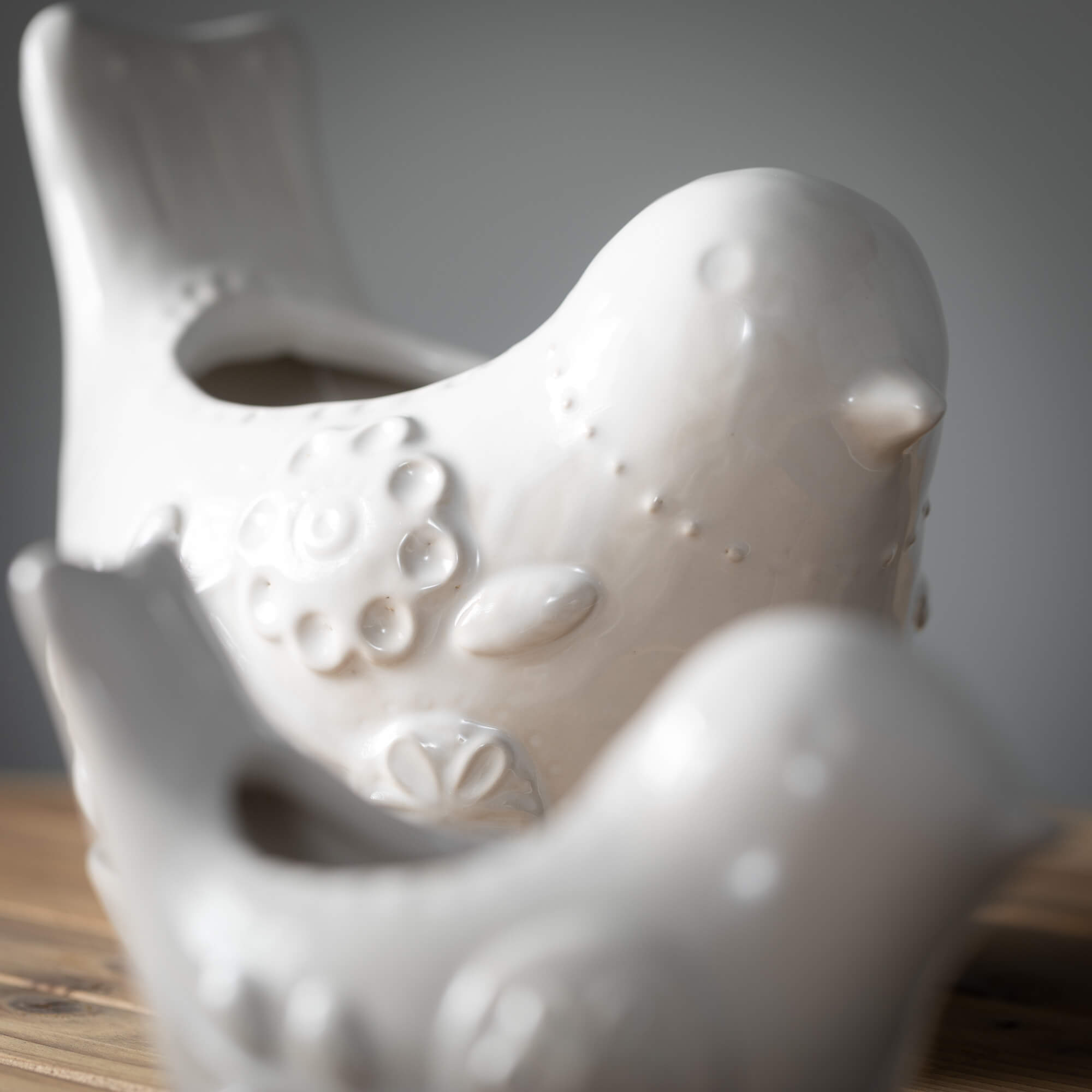 Raised Floral Bird Planter, Size Options