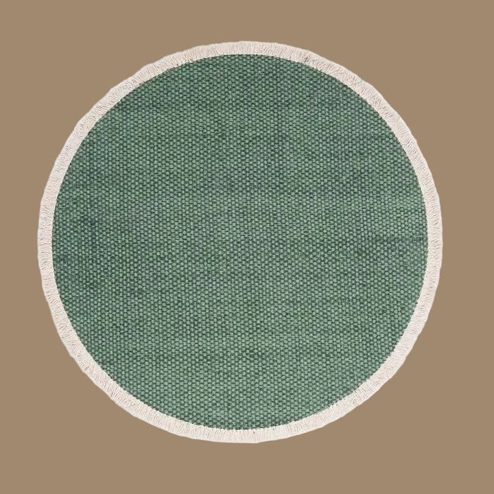Pre Order Aspen Green Fringed Solid Round Placemat