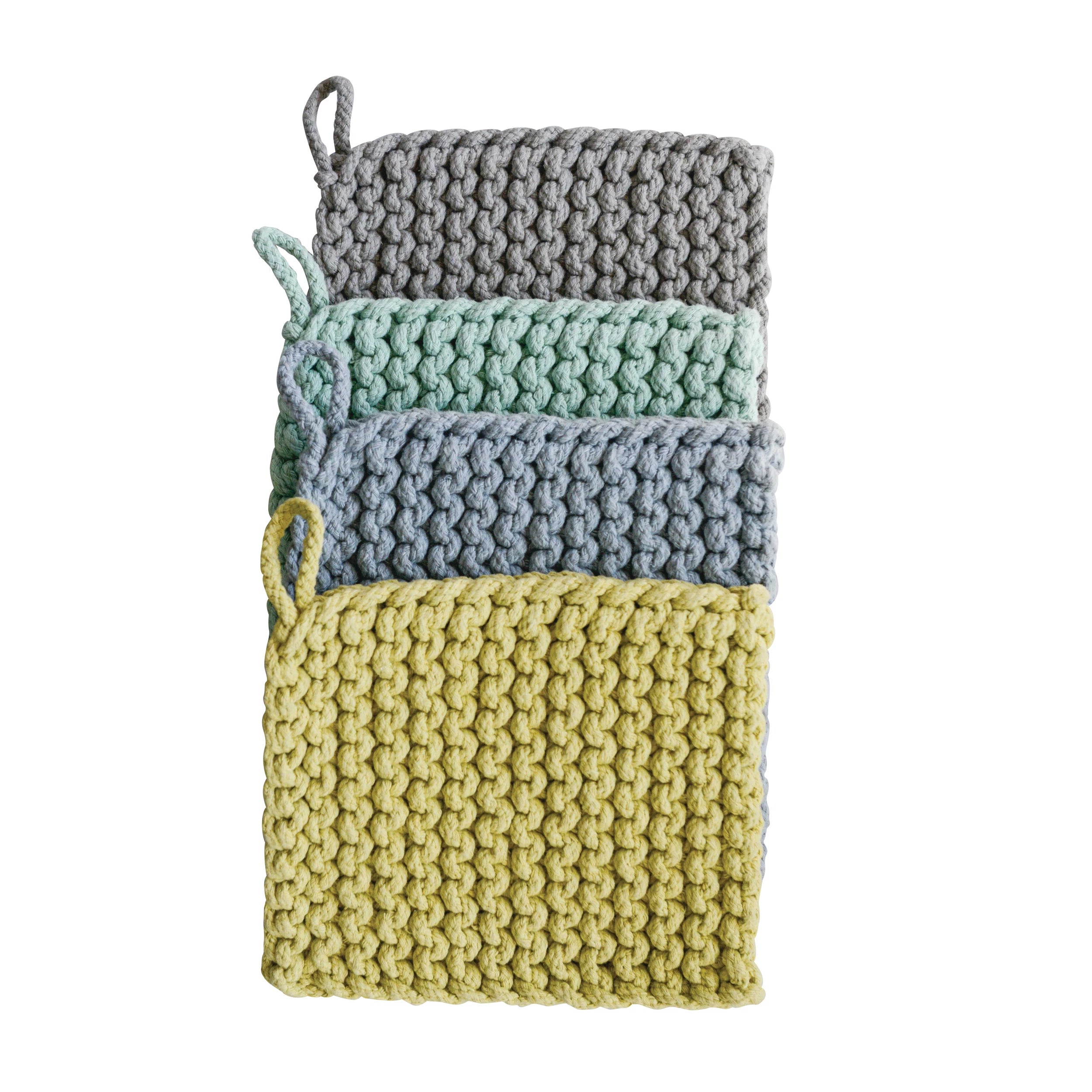 Cotton Crocheted Pot Holder, Color Options