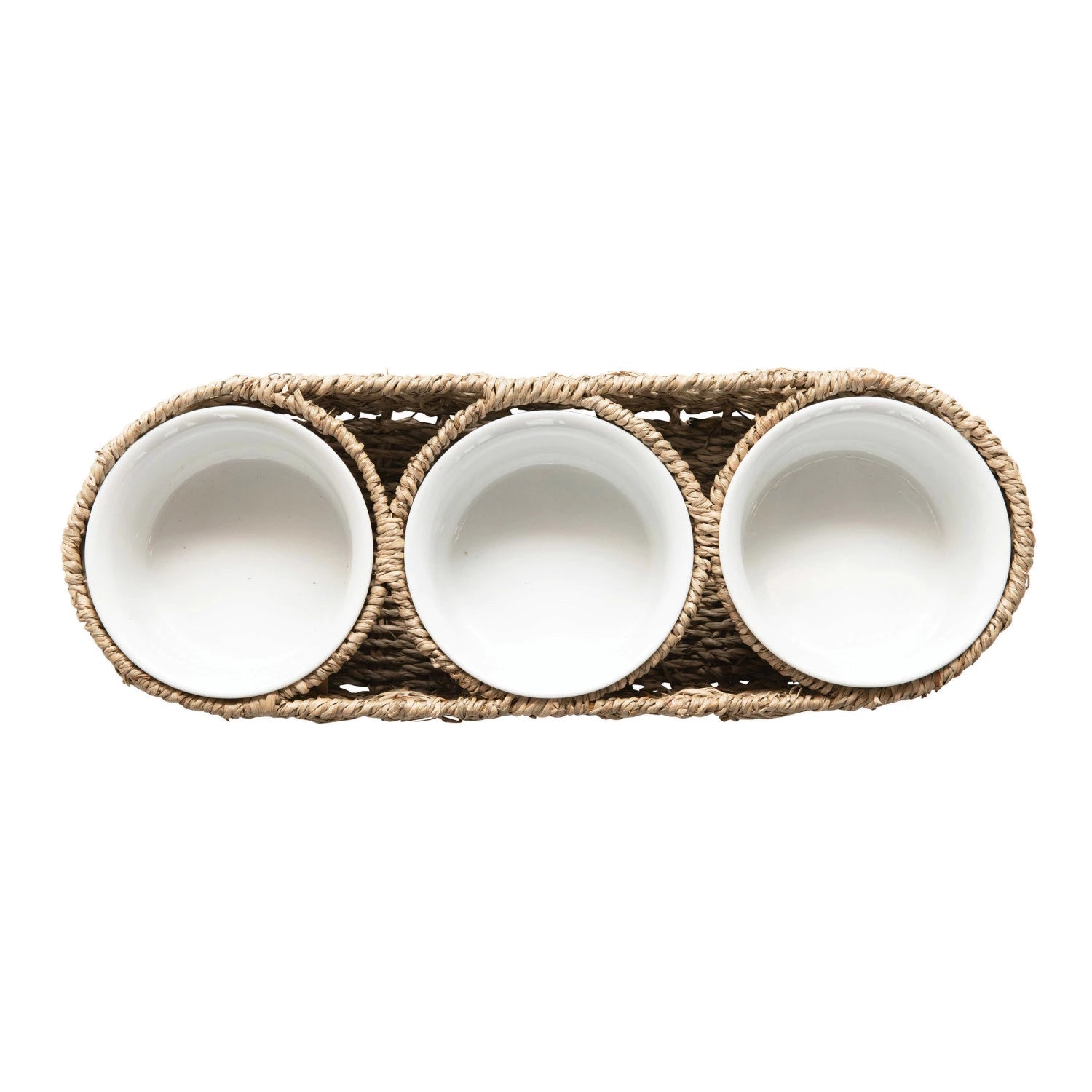 Hand Woven Basket with Ceramic Bowls
