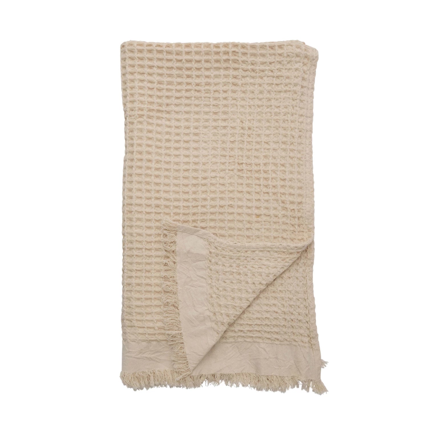 Cotton Waffle Weave Throw with Fringe, Color Options