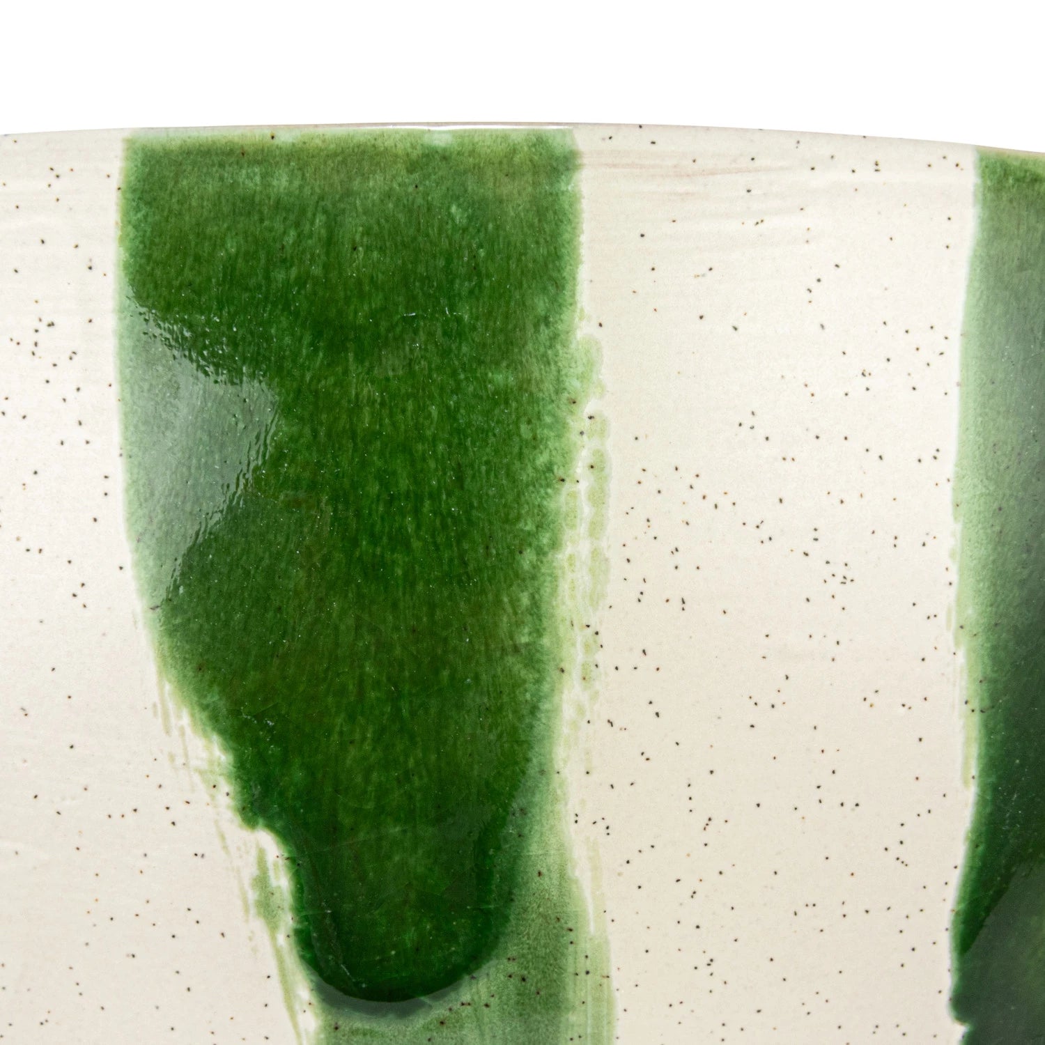 Hand-Painted Stoneware Footed Bowl with Stripes