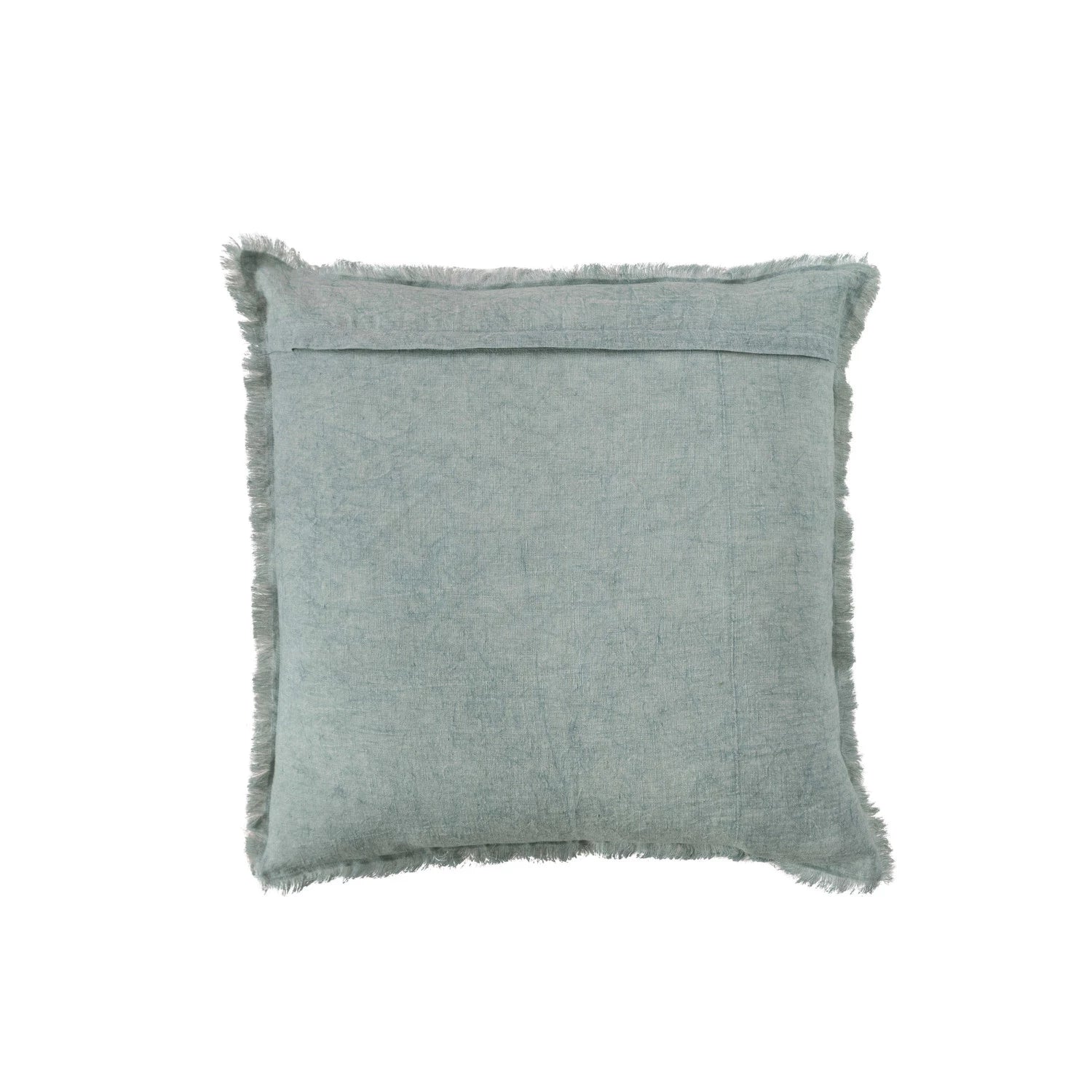 20" Square Stonewashed Linen Pillow with Fringe