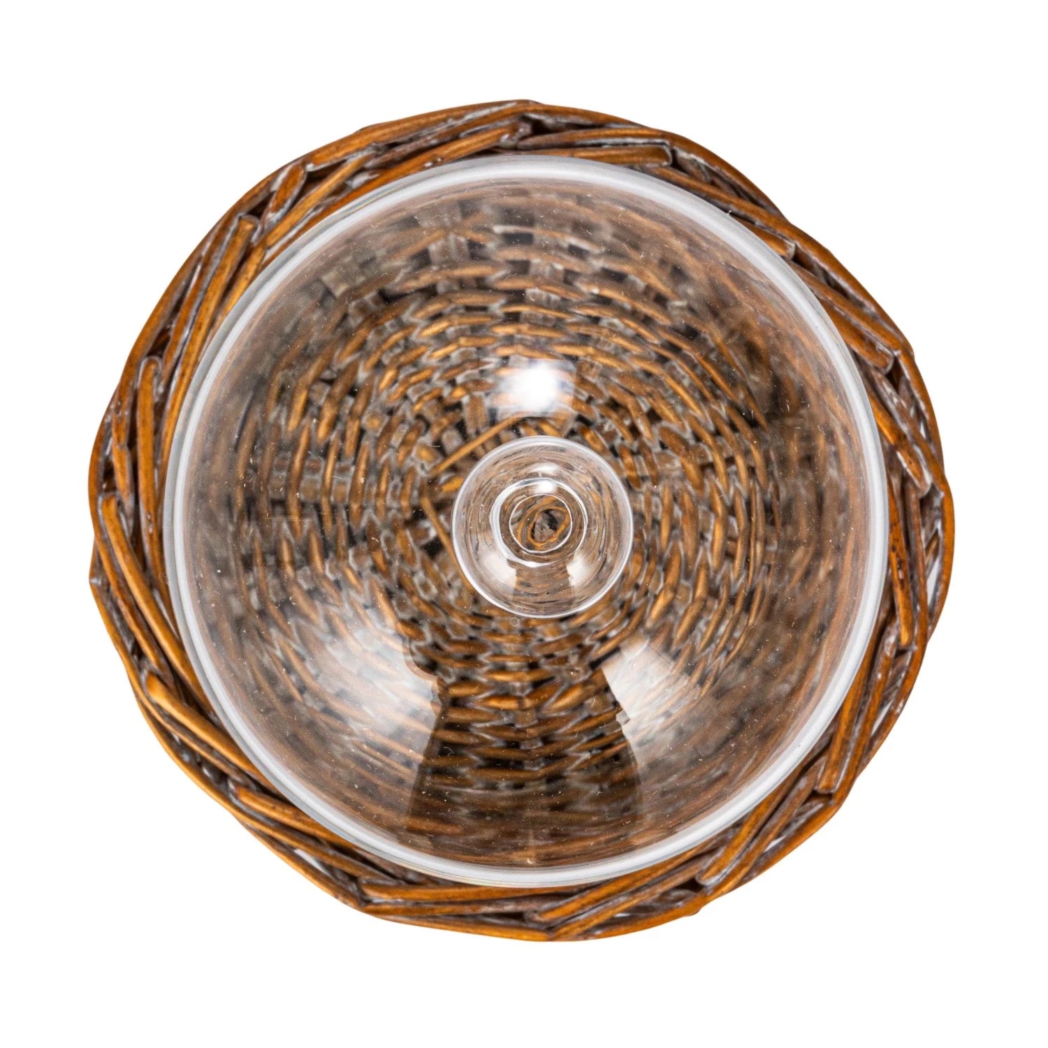 Decorative Glass Cloche with Woven Willow Base