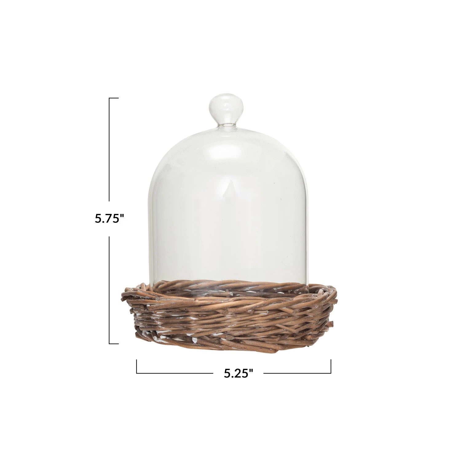 Decorative Glass Cloche with Woven Willow Base