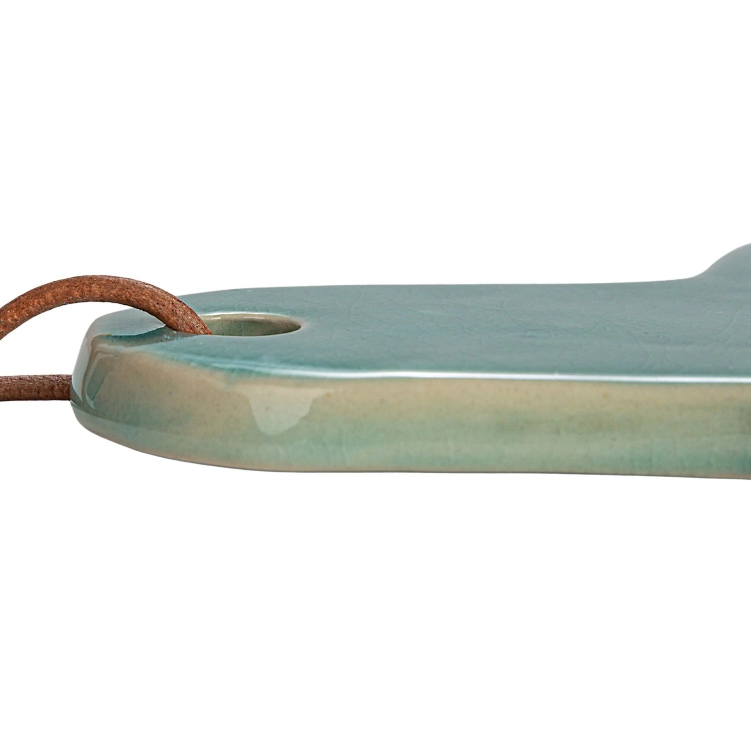Stoneware Cheese Cutting Board with Handle & Leather Tie