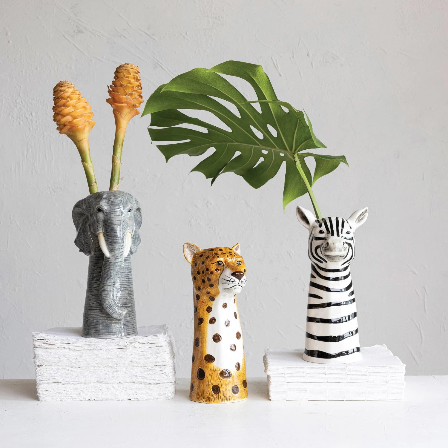 Market Live- Hand Painted Stoneware Animal Vase, Style Options