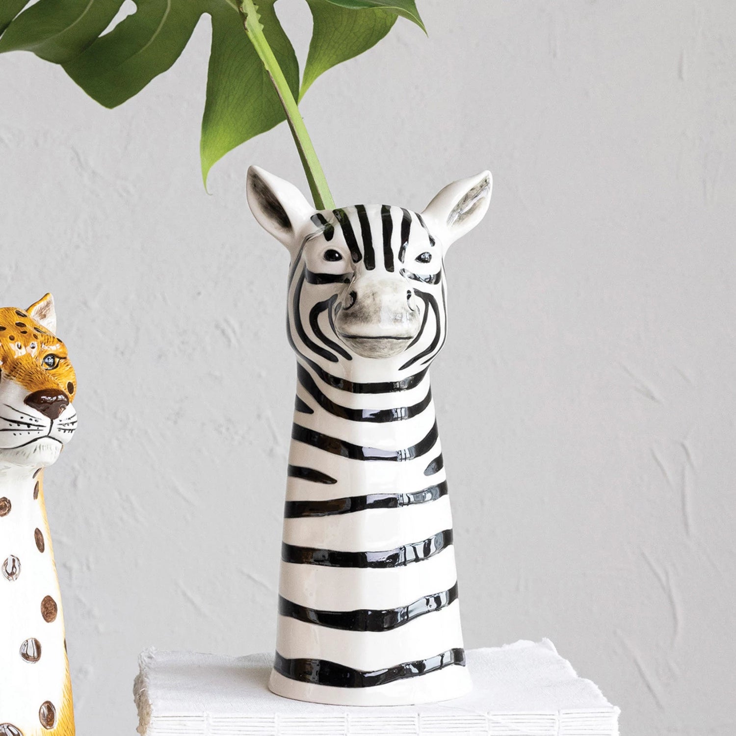 Hand Painted Stoneware Animal Vase, Style Options